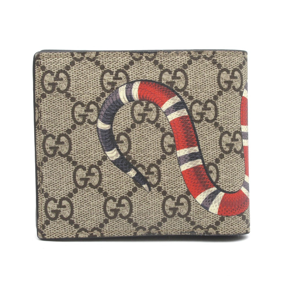 GUCCI グッチ 二つ折り財布 スネークプリント GGスプリーム ウォレット キングスネーク 蛇 プリント PVC レザー 451266 美品
