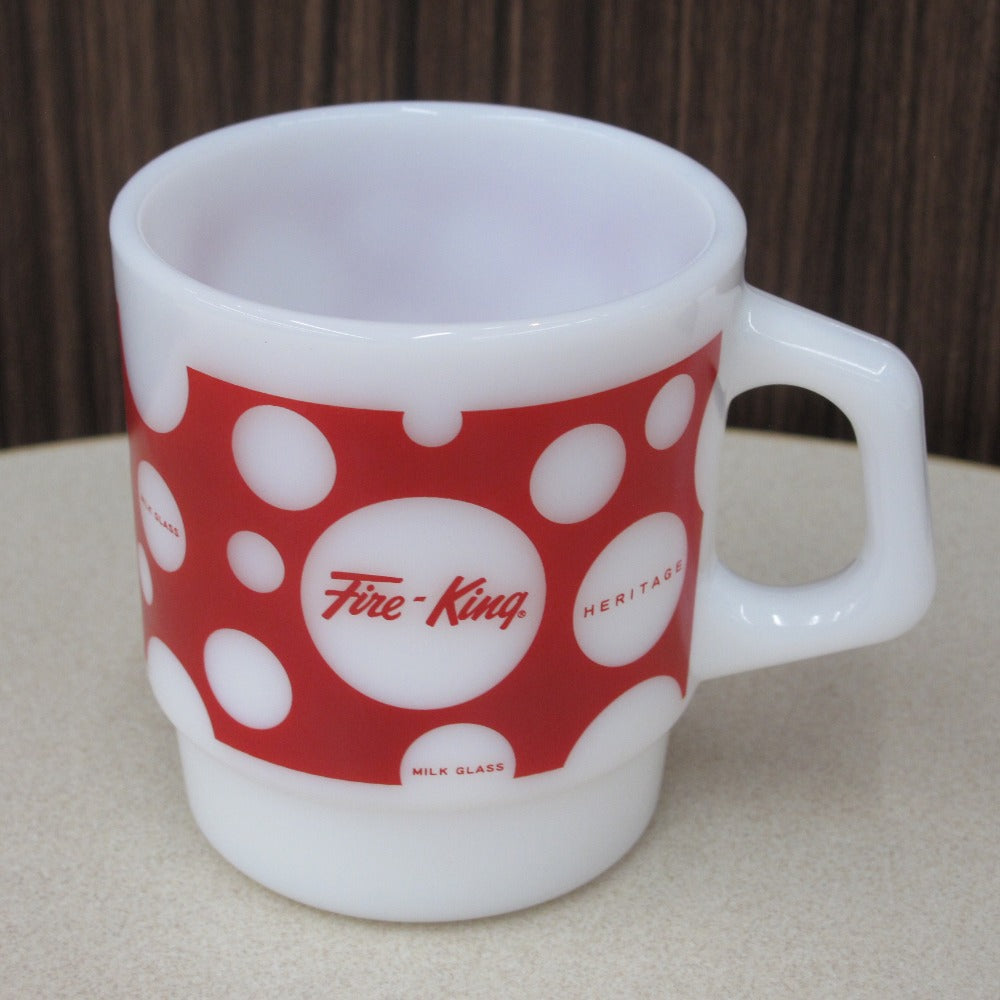 Fire-King ファイヤーキング マグカップ ジャパン スタッキングマグ ドット 水玉 レッド 食器 雑貨 コレクション 箱付き FK0912 未使用品