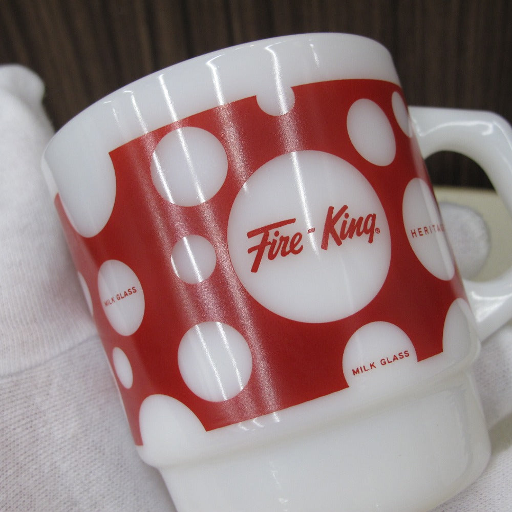 Fire-King ファイヤーキング マグカップ ジャパン スタッキングマグ ドット 水玉 レッド 食器 雑貨 コレクション 箱付き FK0912 未使用品