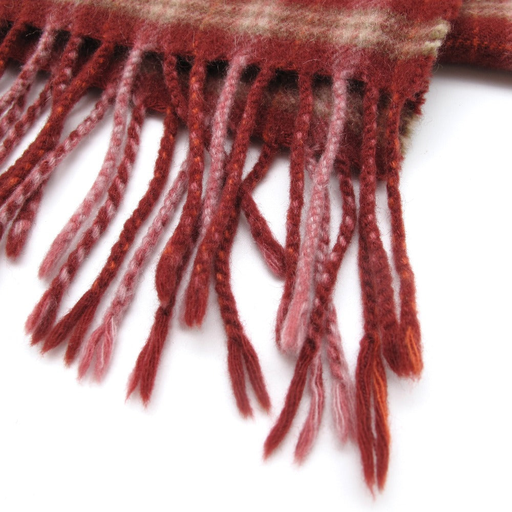 BURBERRY BLUE LABEL バーバリーブルーレーベル マフラー チェック レッド ピンク フリンジ レディース 美品