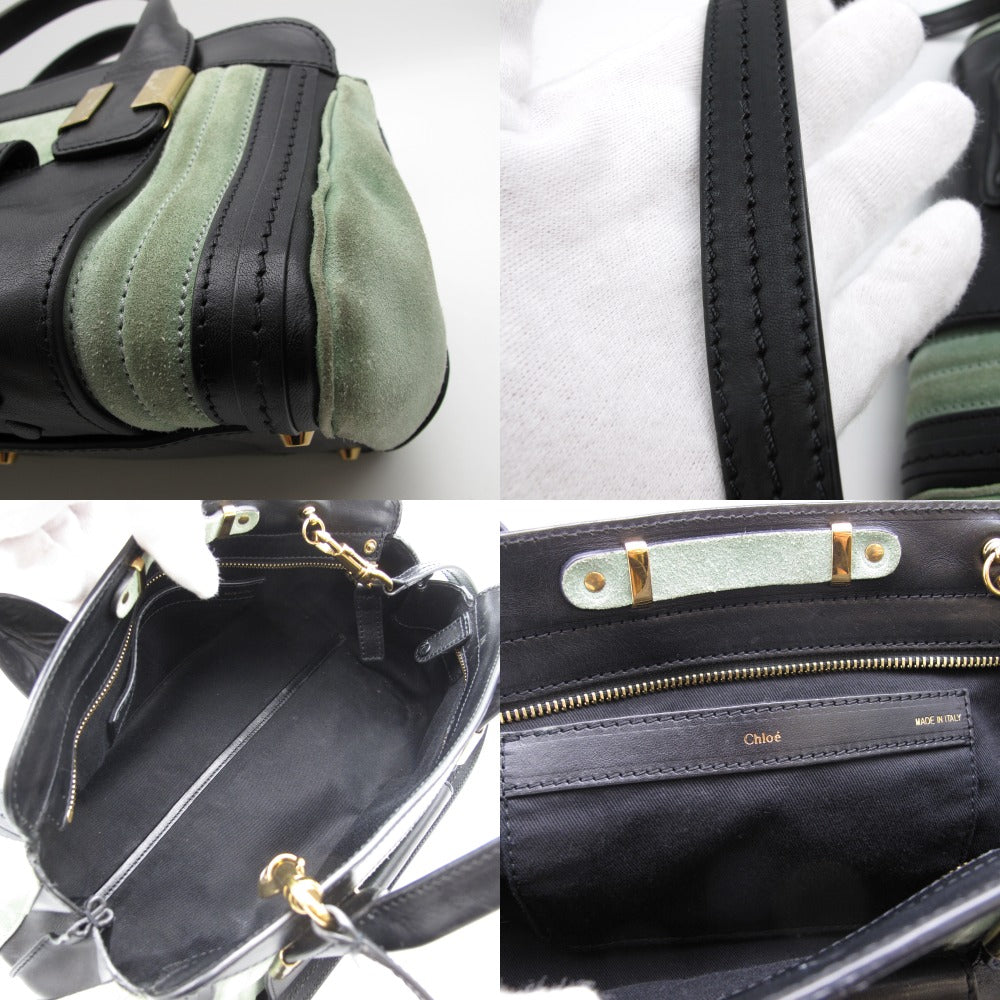 Chloe クロエ ハンドバッグ リトル アリス ALICE 2WAY ショルダーバッグ ミニボストン レザー スエード グリーン ブラック