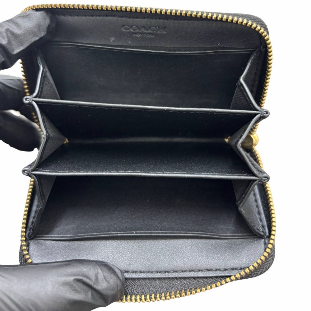 コーチ コインケース ブラック CM505 小銭入れ キルティング スモール ジップ アラウンド レザー コンパクト シンプル レディース COACH
