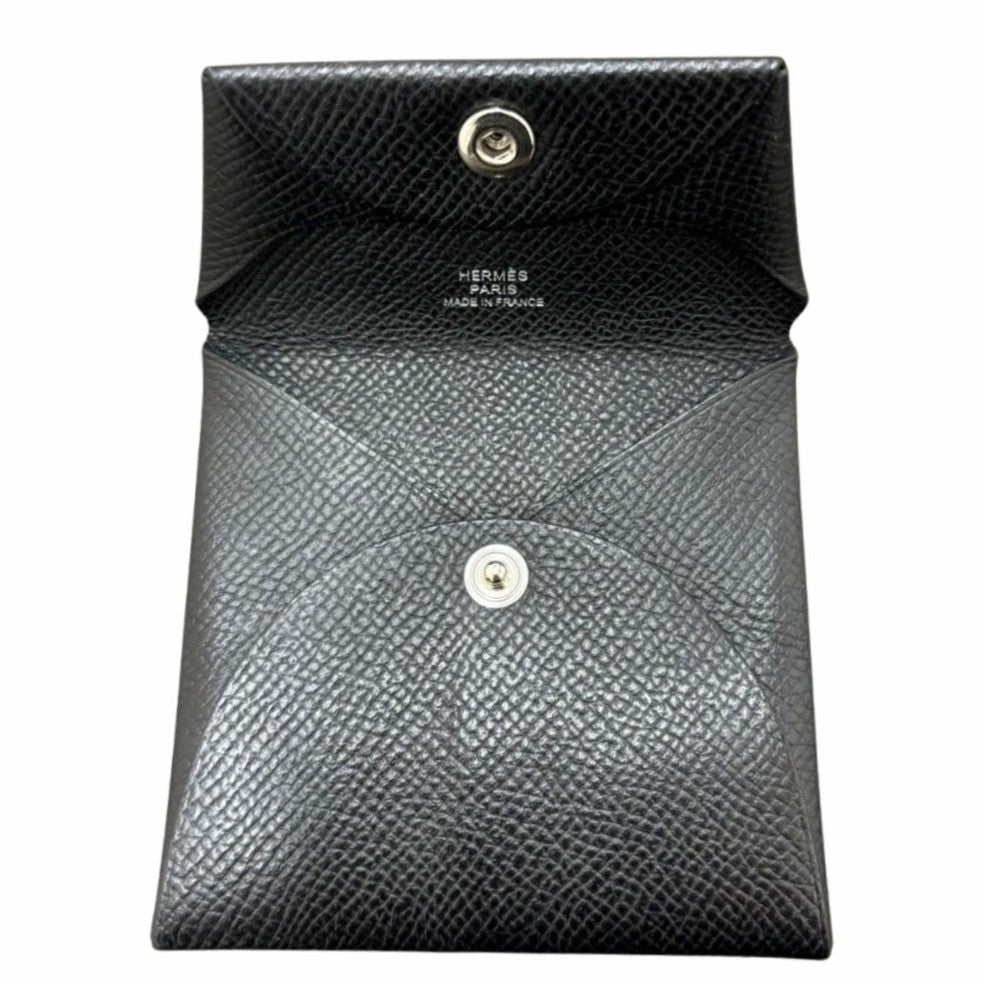 エルメス コインケース バスティア コインケース ヴォーエプソン Z刻印 レザー ブラック シルバー金具 ユニセックス 小銭入れ 財布 HERMES