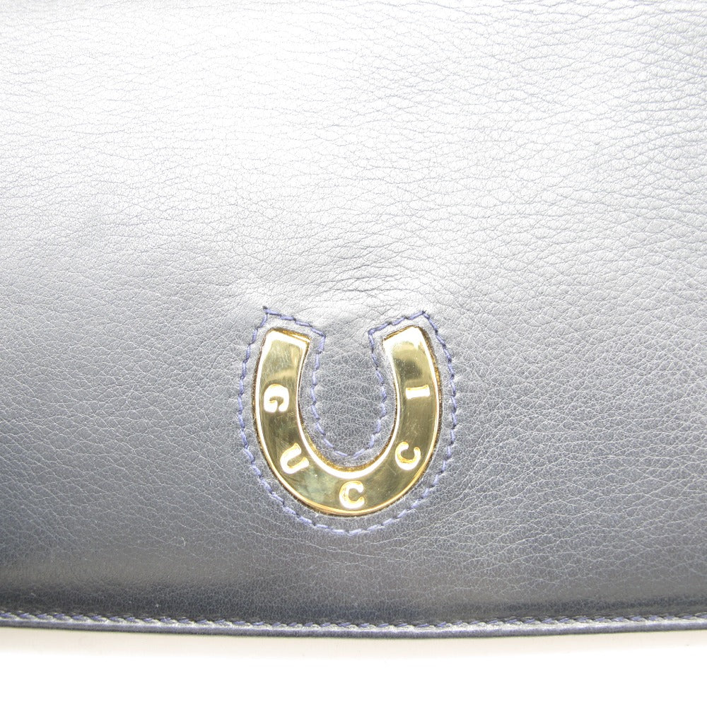 GUCCI グッチ 長財布 二つ折り オールドグッチ 馬蹄 ホースシュー 濃紺 ネイビー ブルーステッチ ゴールド金具