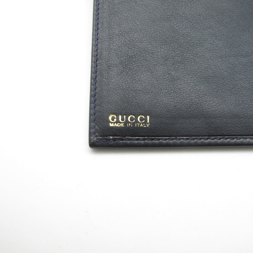 GUCCI グッチ 長財布 二つ折り オールドグッチ 馬蹄 ホースシュー 濃紺 ネイビー ブルーステッチ ゴールド金具