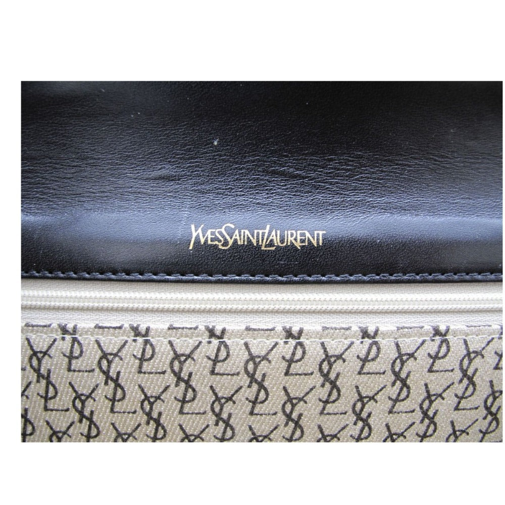 YVES SAINT LAURENT イヴ・サンローラン クラッチバッグ イヴサンローラン クラッチバッグ クロコ型押 ブラック エナメル ユニセックス メンズ レディース