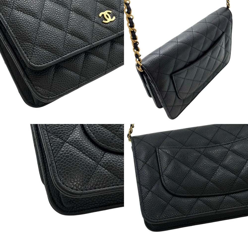 CHANEL シャネル ショルダーバッグ クラシック チェーンウォレット マトラッセ ゴールド金具 キャビアスキン グレインドカーフスキン AP0250 Y01864 C3906