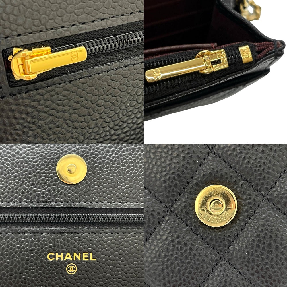 CHANEL シャネル ショルダーバッグ クラシック チェーンウォレット マトラッセ ゴールド金具 キャビアスキン グレインドカーフスキン AP0250 Y01864 C3906