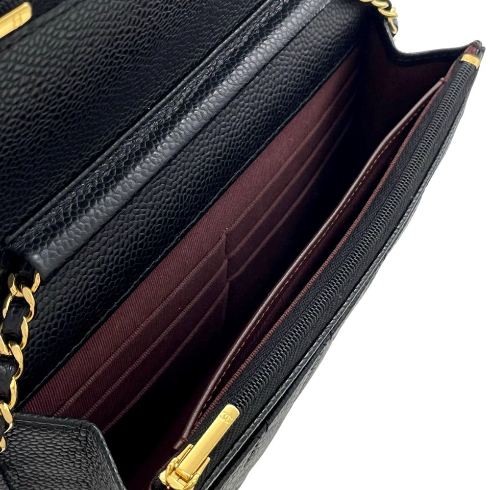 CHANEL シャネル ショルダーバッグ クラシック チェーンウォレット マトラッセ ゴールド金具 キャビアスキン グレインドカーフスキン AP0250 Y01864 C3906