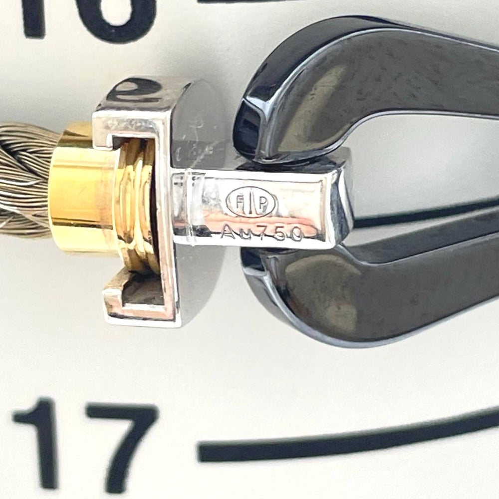 FRED フレッド ブレスレット フォース10 LMサイズ 2連ケーブル ブラックセラミック K18WG ×スティール イエローゴールドメッキ 16