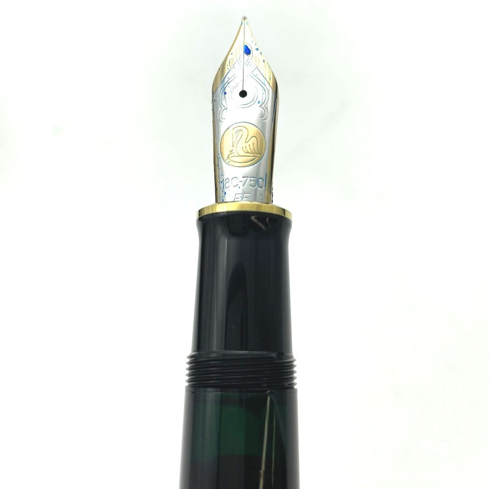 ペリカン 万年筆 M1000 スーレーペン SOUVERAN ブラック×ゴールド K18ペン先 太さEF インクブルー  M1000 Pelikan