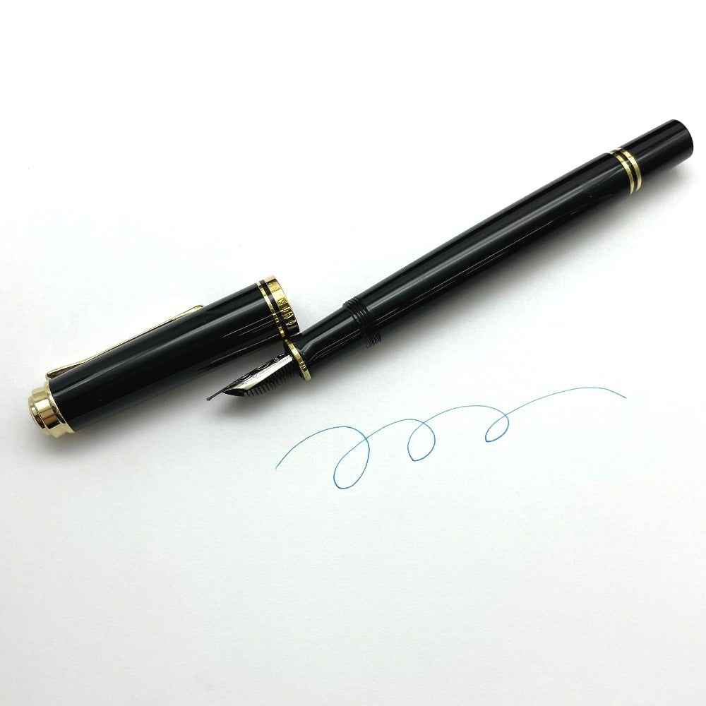 ペリカン 万年筆 M400 スーレーペン SOUVERAN ブラック×ゴールド K14ペン先 太さEF インクブルー  M400 Pelikan