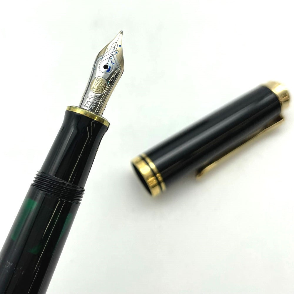ペリカン 万年筆 M400 スーレーペン SOUVERAN ブラック×ゴールド K14ペン先 太さEF インクブルー  M400 Pelikan