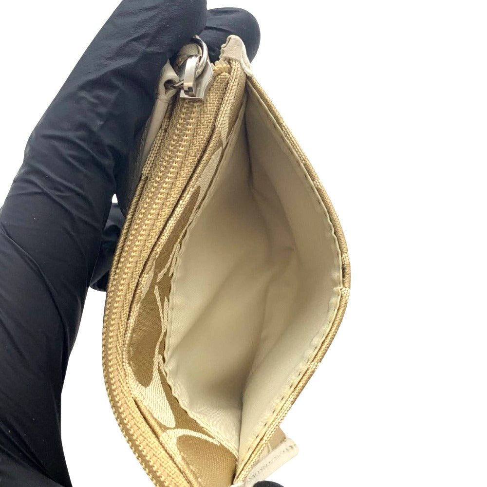 COACH コーチ コインケース シグネチャー柄 コインケース カードケース ベージュ コンパクト レディース