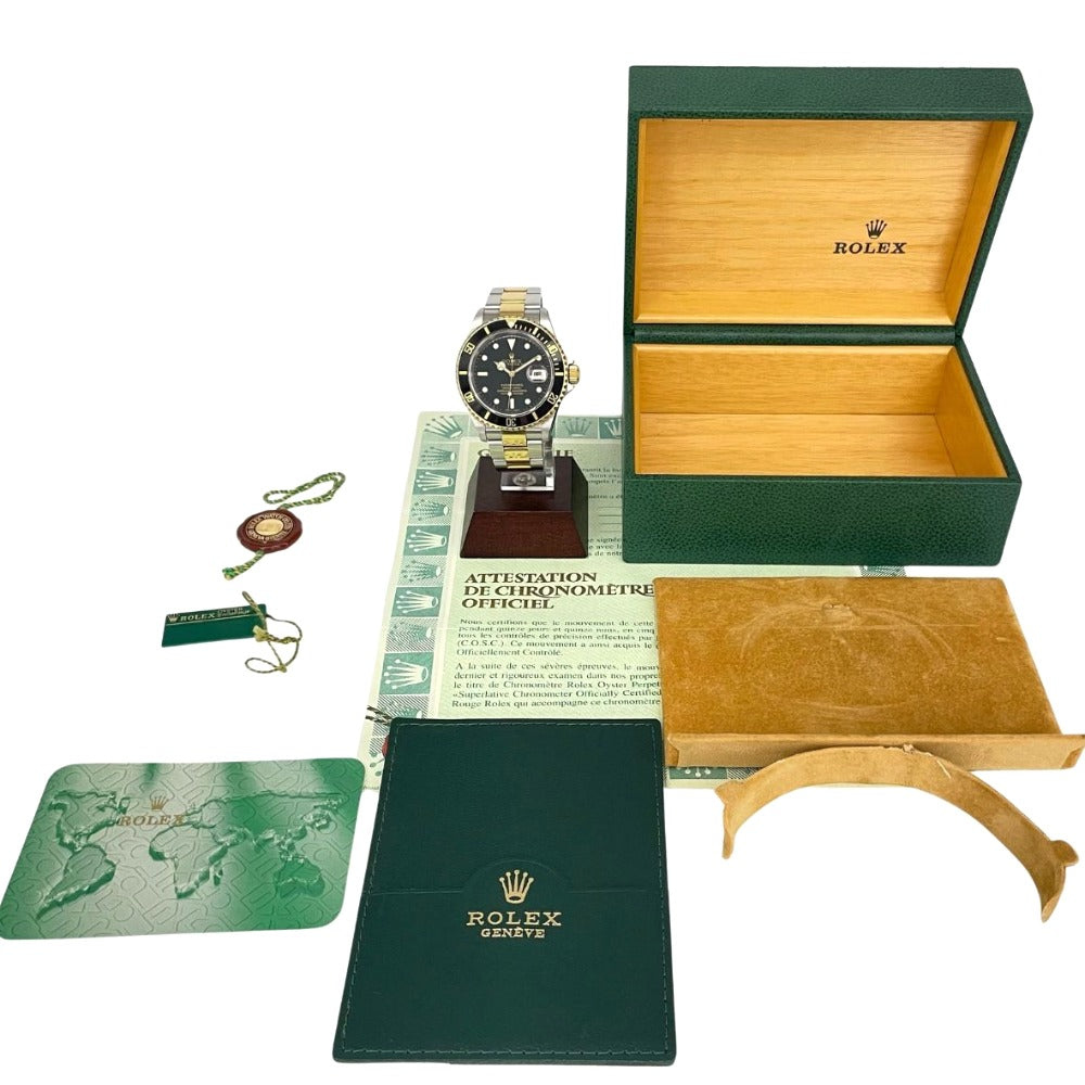 ROLEX 16613 保証書 ロレックス 16613 後期バックル 保証書あり サブマリーナデイト K番