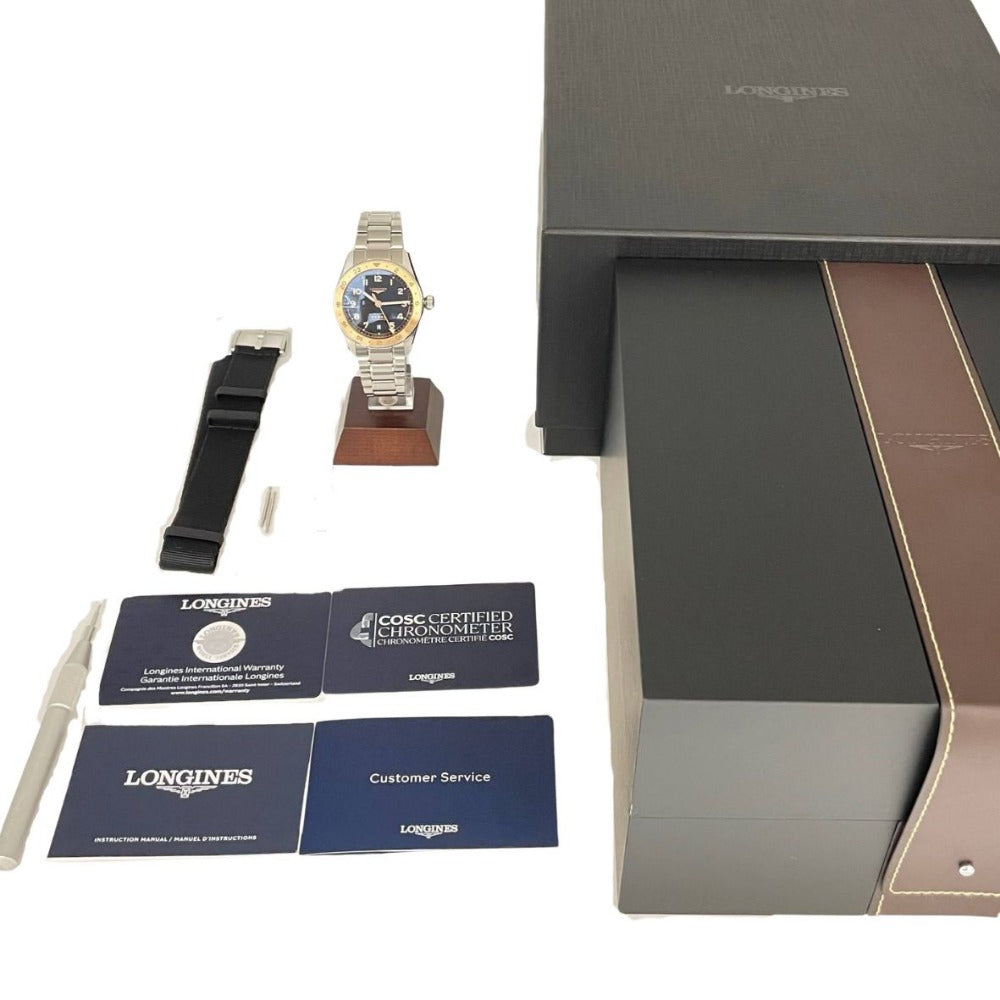 ロンジン L3.803.5.53.6 39mm スピリット ズールタイム 1925 替えベルト付属 K18 コンビ GMT 自動巻き LONGINES 腕時計
