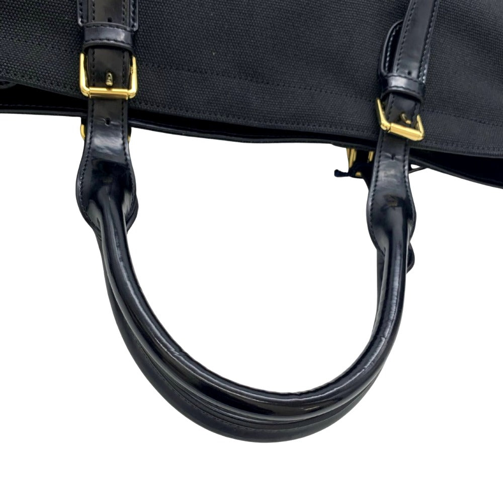 RALPH LAUREN ラルフローレン トートバッグ キャンバス×エナメル ブラック レディース シンプル 大容量 肩掛け 手持ち 未使用品