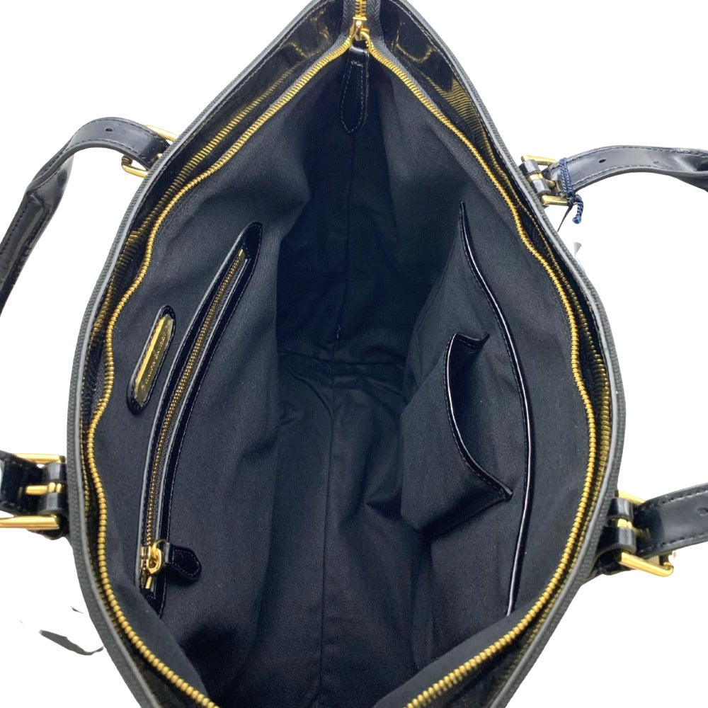 RALPH LAUREN ラルフローレン トートバッグ キャンバス×エナメル ブラック レディース シンプル 大容量 肩掛け 手持ち 未使用品