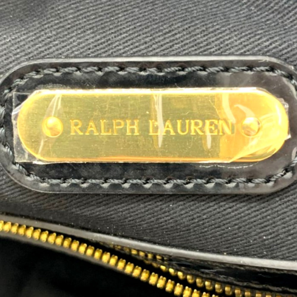 RALPH LAUREN ラルフローレン トートバッグ キャンバス×エナメル ブラック レディース シンプル 大容量 肩掛け 手持ち 未使用品