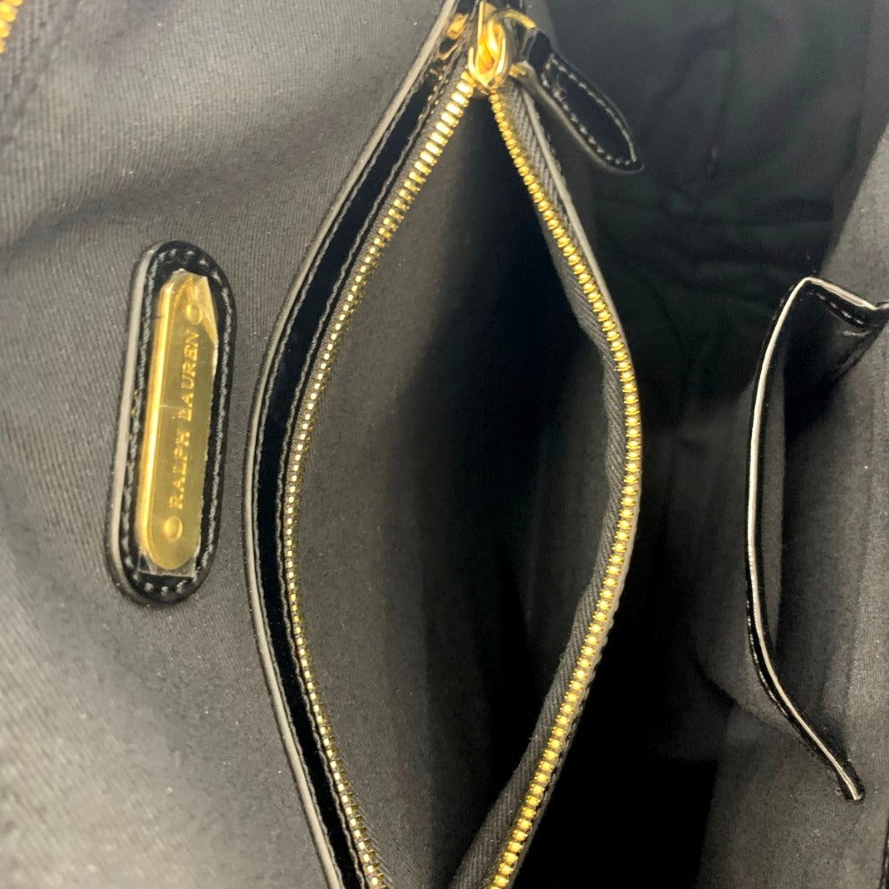 RALPH LAUREN ラルフローレン トートバッグ キャンバス×エナメル ブラック レディース シンプル 大容量 肩掛け 手持ち 未使用品