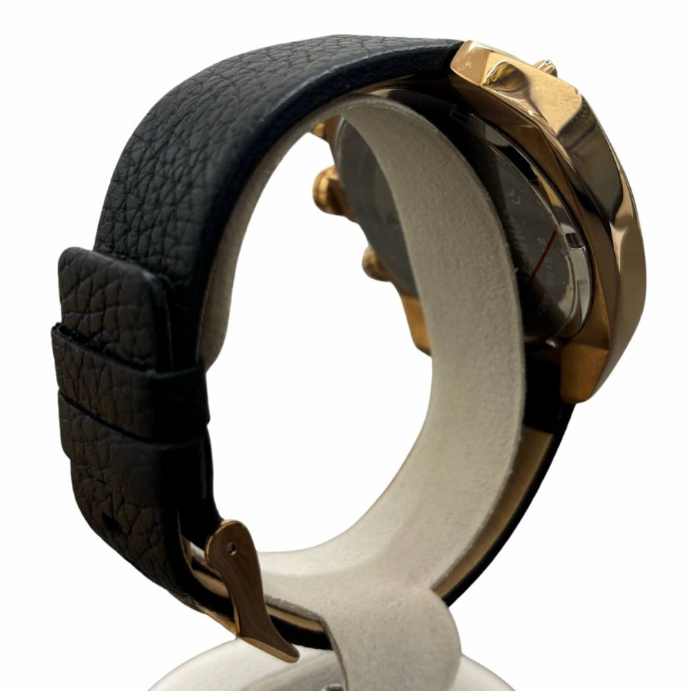 DIESEL ディーゼル 腕時計 オーバーフロー クロノグラフ DZ4297 ゴールド×ブラック レザーベルト メンズ