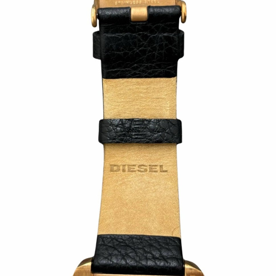 DIESEL ディーゼル 腕時計 オーバーフロー クロノグラフ DZ4297 ゴールド×ブラック レザーベルト メンズ