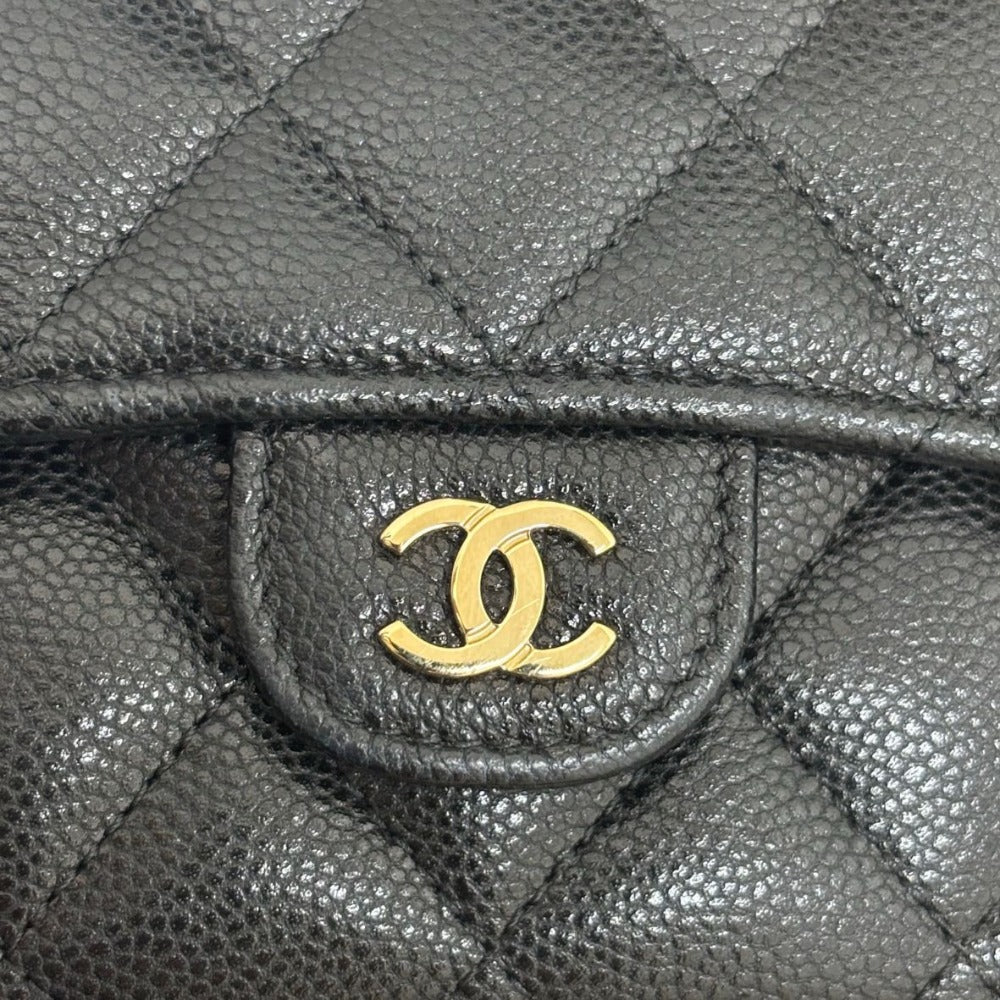 CHANEL シャネル 三つ折り財布 AP0232 Y01864 キャビアスキン ミディアムクラシックフラップウォレット ブラック レディース