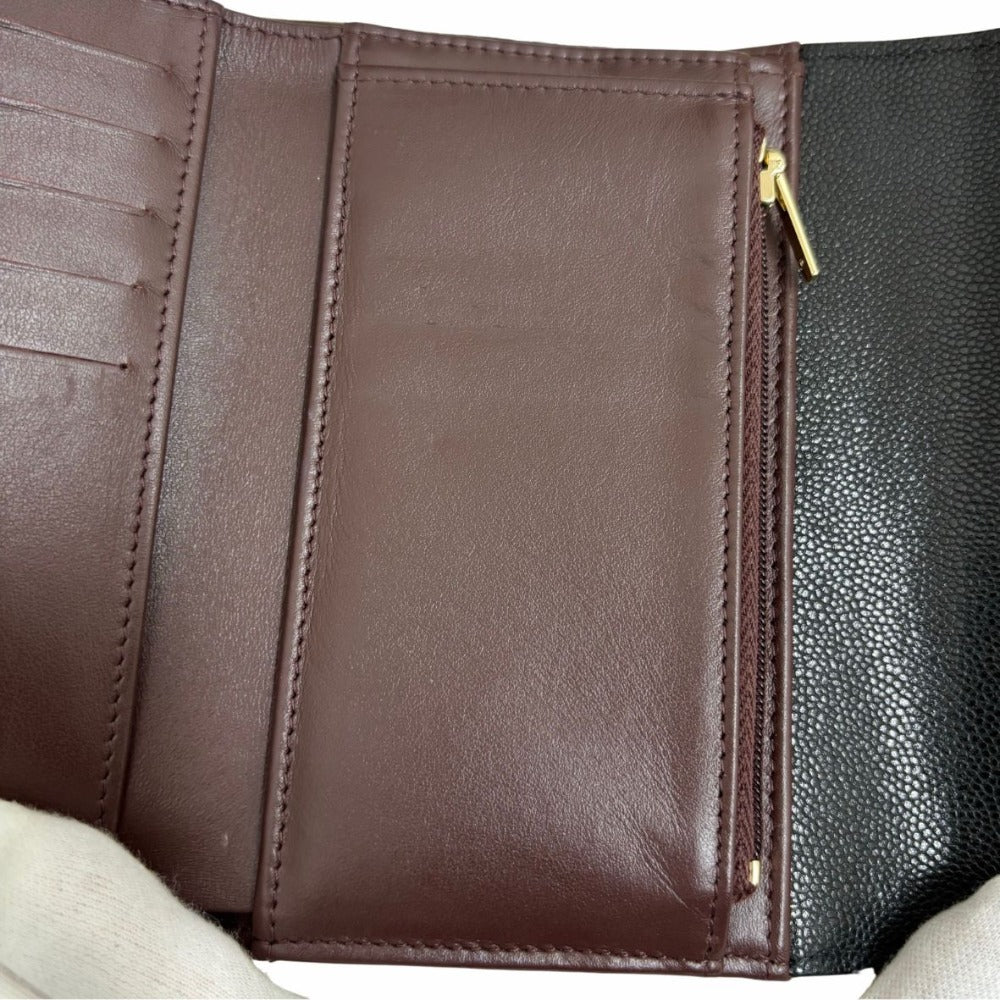 CHANEL シャネル 三つ折り財布 AP0232 Y01864 キャビアスキン ミディアムクラシックフラップウォレット ブラック レディース