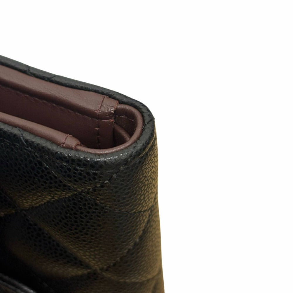 CHANEL シャネル 三つ折り財布 AP0232 Y01864 キャビアスキン ミディアムクラシックフラップウォレット ブラック レディース