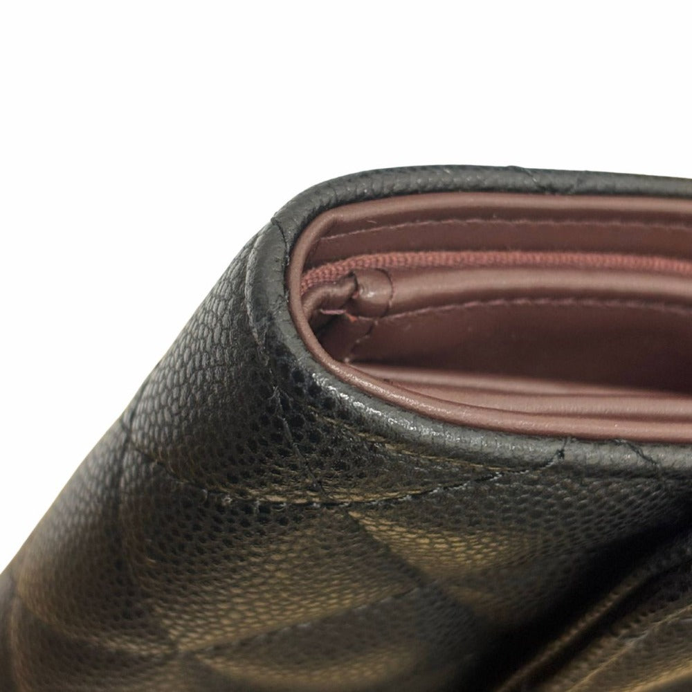 CHANEL シャネル 三つ折り財布 AP0232 Y01864 キャビアスキン ミディアムクラシックフラップウォレット ブラック レディース