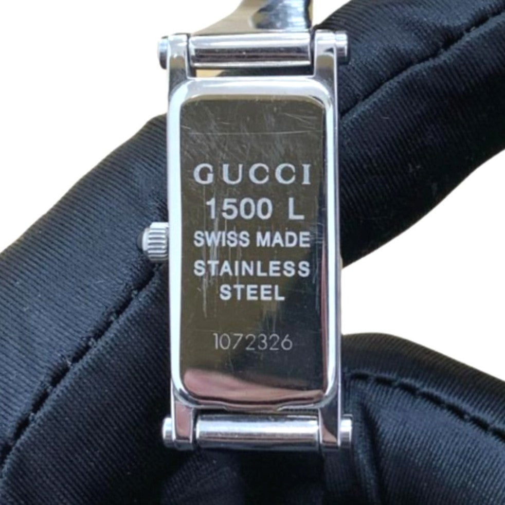 GUCCI グッチ 腕時計 1500L バングル型 クォーツ ピンクシェル文字盤 シルバーステンレス レディース