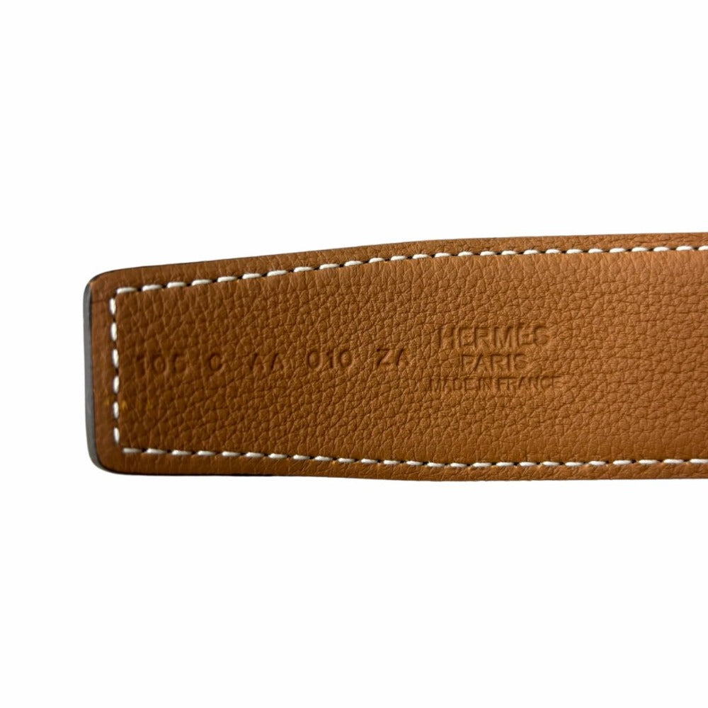 HERMES エルメス ベルト Hストリエ シルバーバックル ストライプ金具 C刻印 ブラック メンズ