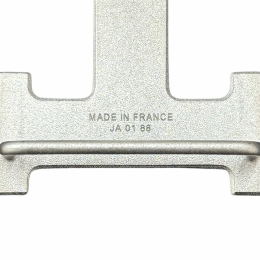 HERMES エルメス ベルト Hストリエ シルバーバックル ストライプ金具 C刻印 ブラック メンズ