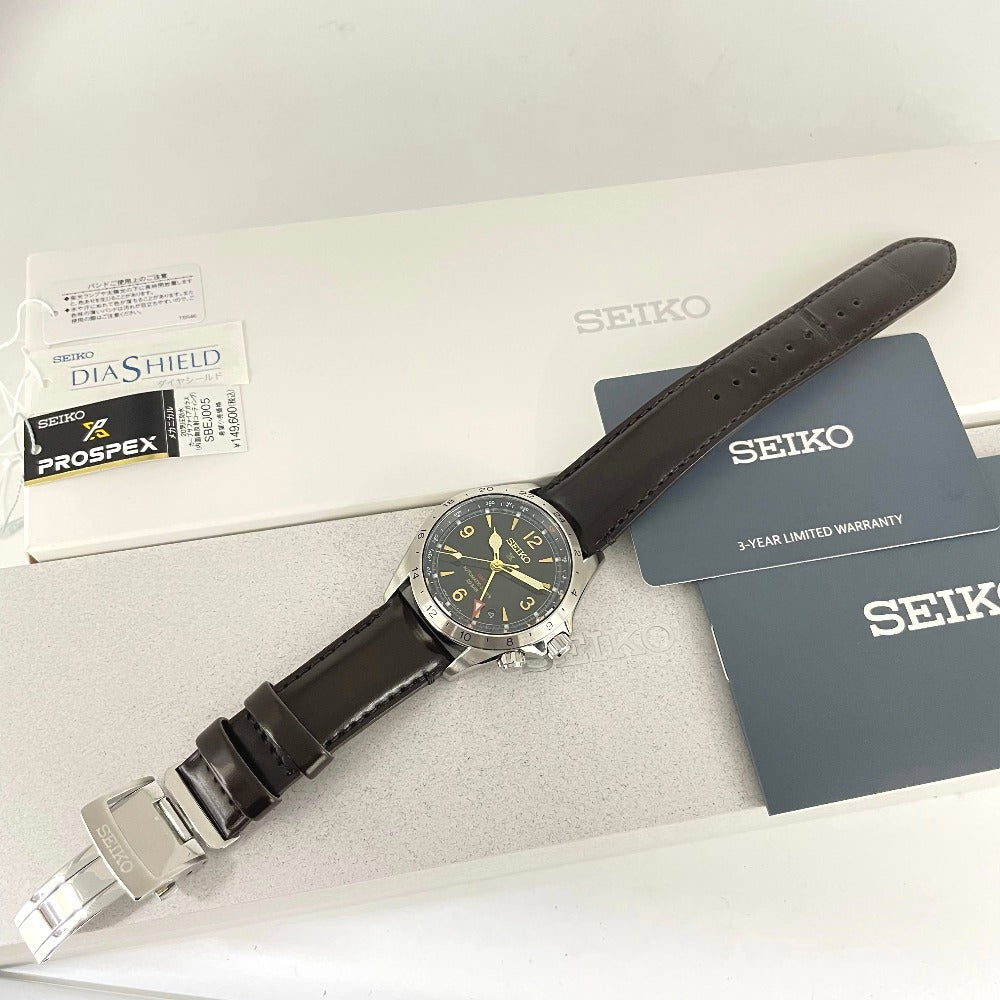 セイコー プロスペックス アルピニスト SBEJ005 39.5mm メカニカル GMT 自動巻き レザーストラップ メンズ PROSPEX SEIKO 腕時計