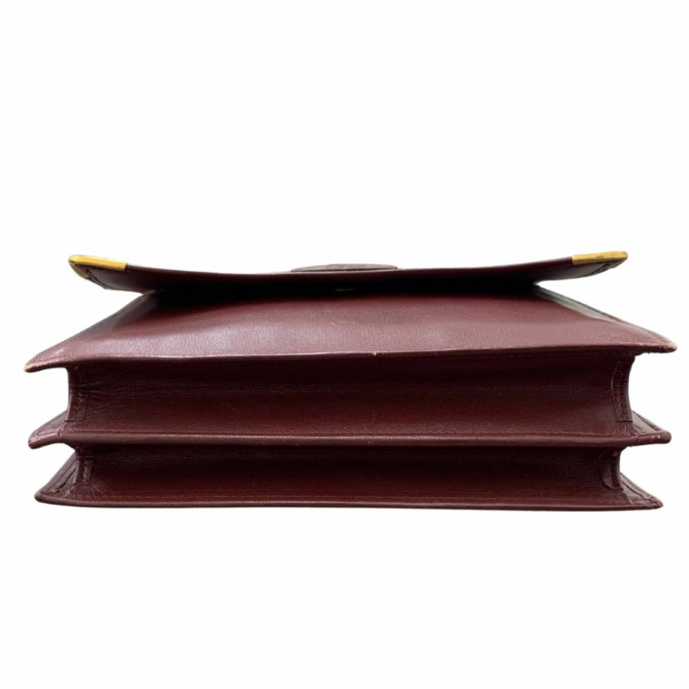 CARTIER カルティエ ショルダーバッグ マストライン スクエア 斜め掛け レザー ボルドー 赤 ゴールド金具