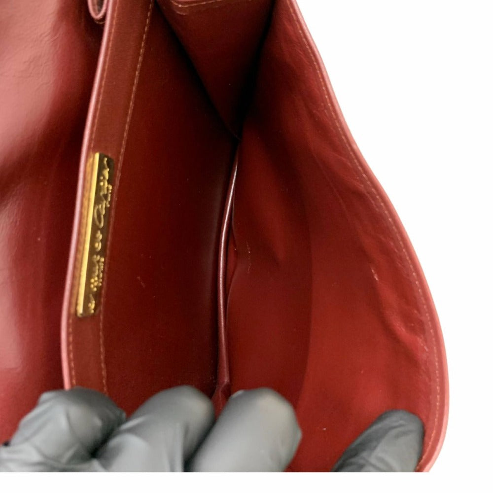 CARTIER カルティエ ショルダーバッグ マストライン スクエア 斜め掛け レザー ボルドー 赤 ゴールド金具