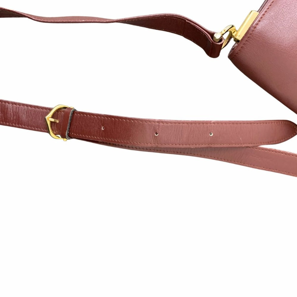 CARTIER カルティエ ショルダーバッグ マストライン スクエア 斜め掛け レザー ボルドー 赤 ゴールド金具