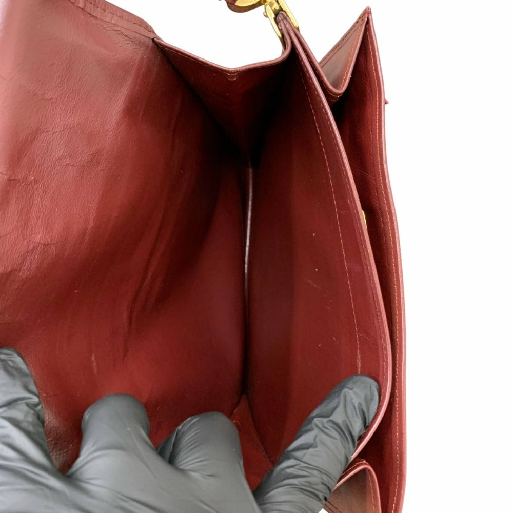 CARTIER カルティエ ショルダーバッグ マストライン スクエア 斜め掛け レザー ボルドー 赤 ゴールド金具