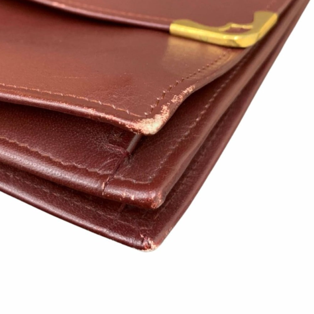 CARTIER カルティエ ショルダーバッグ マストライン スクエア 斜め掛け レザー ボルドー 赤 ゴールド金具