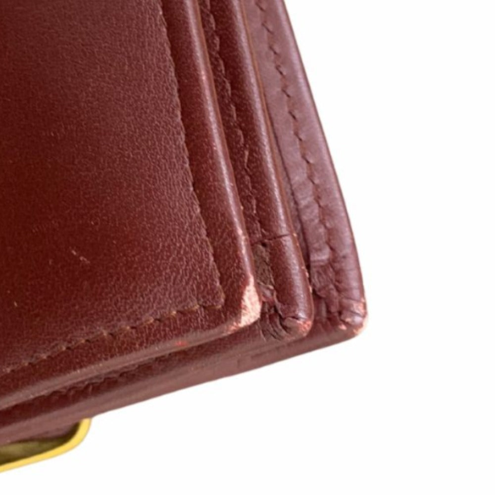 CARTIER カルティエ ショルダーバッグ マストライン スクエア 斜め掛け レザー ボルドー 赤 ゴールド金具