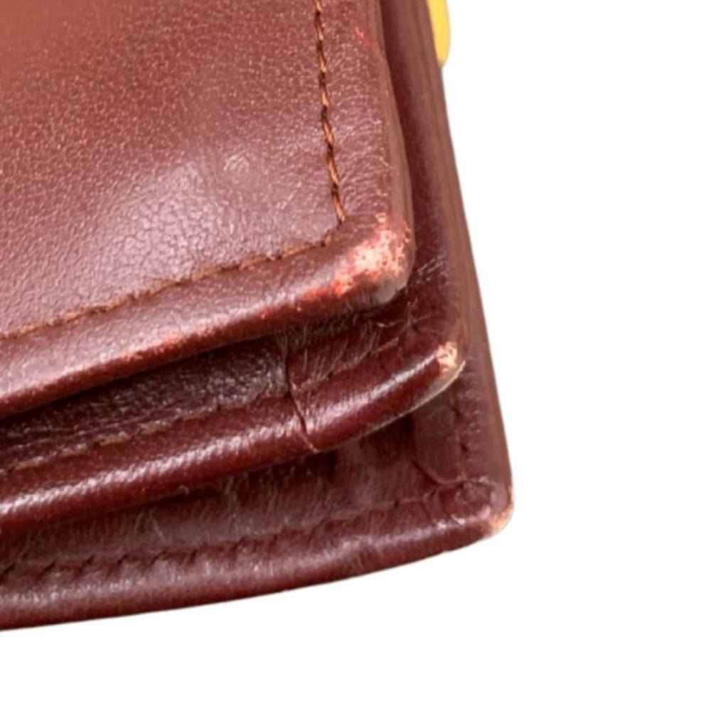 CARTIER カルティエ ショルダーバッグ マストライン スクエア 斜め掛け レザー ボルドー 赤 ゴールド金具