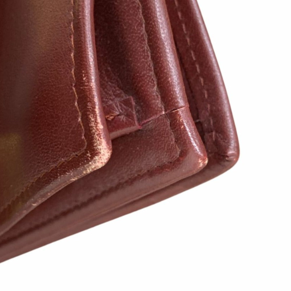 CARTIER カルティエ ショルダーバッグ マストライン スクエア 斜め掛け レザー ボルドー 赤 ゴールド金具