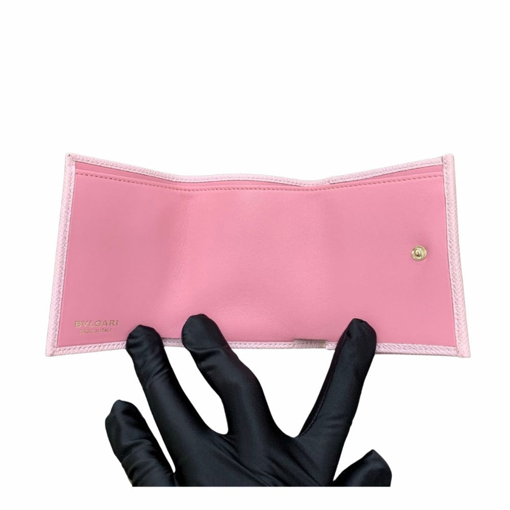 BVLGARI ブルガリ 三つ折り財布 ブルガリ・ブルガリ グレインレザー ローズ ピンク ゴールド金具 289064 レディース 未使用品
