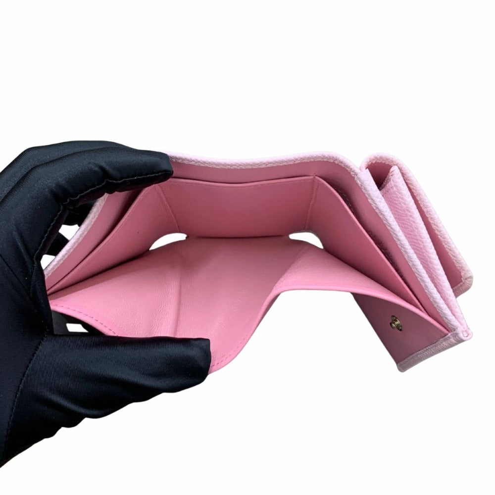 BVLGARI ブルガリ 三つ折り財布 ブルガリ・ブルガリ グレインレザー ローズ ピンク ゴールド金具 289064 レディース 未使用品