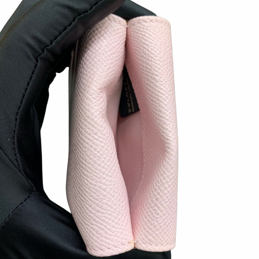 BVLGARI ブルガリ 三つ折り財布 ブルガリ・ブルガリ グレインレザー ローズ ピンク ゴールド金具 289064 レディース 未使用品