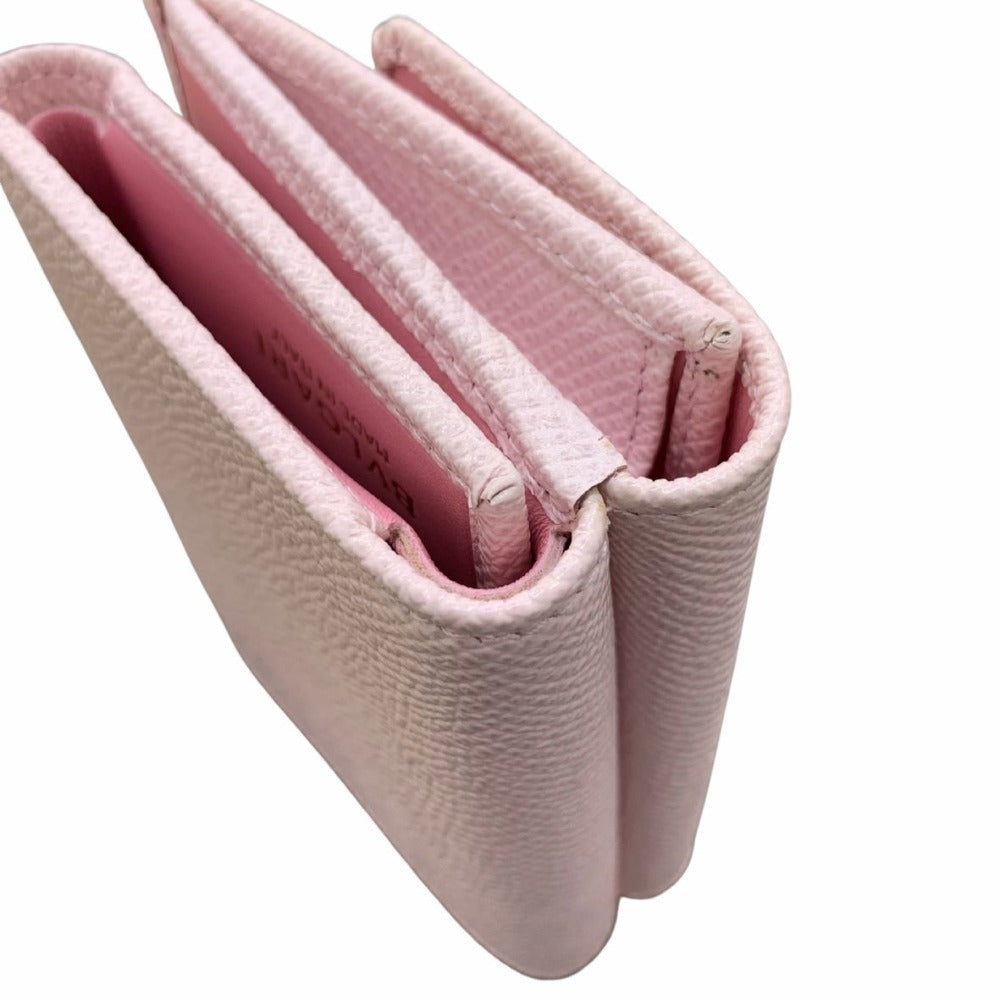 BVLGARI ブルガリ 三つ折り財布 ブルガリ・ブルガリ グレインレザー ローズ ピンク ゴールド金具 289064 レディース 未使用品