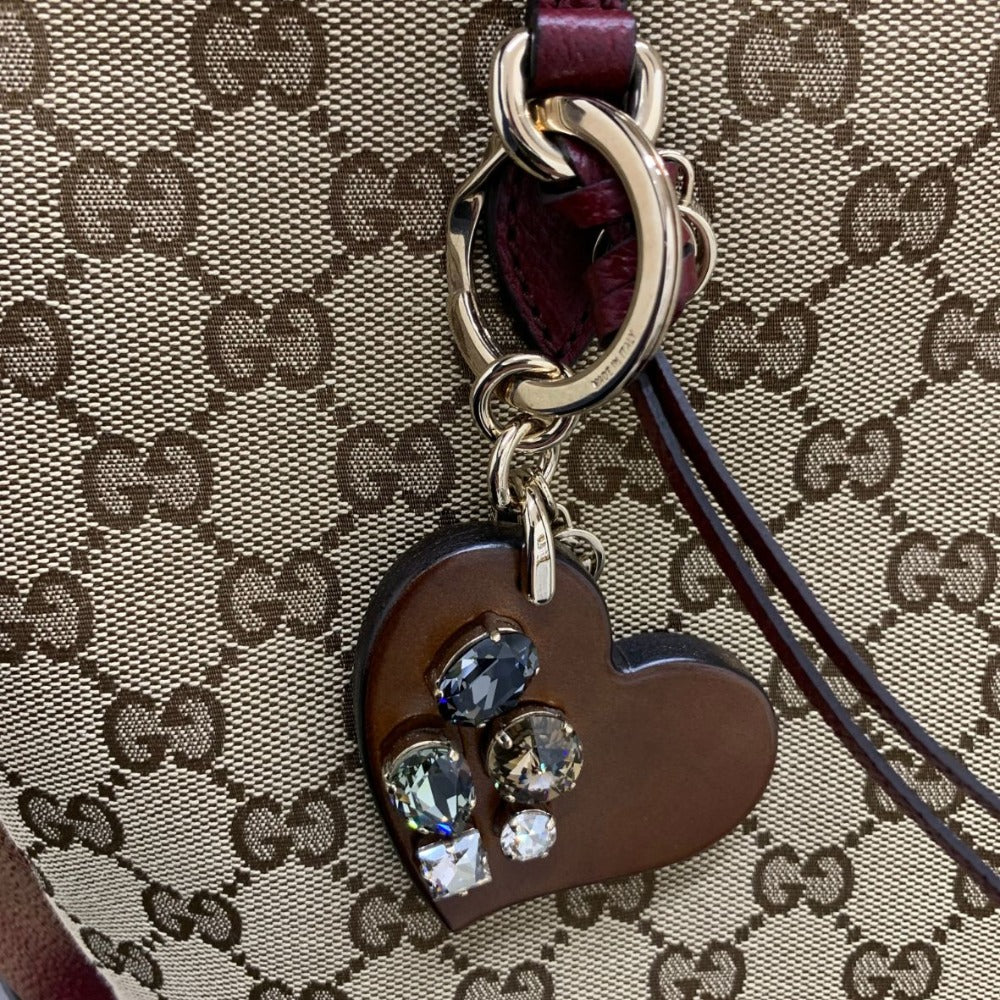 GUCCI グッチ トートバッグ 323671 GGキャンバス バーガンディー ブラウン キーリング付 レザー シンプル レディース