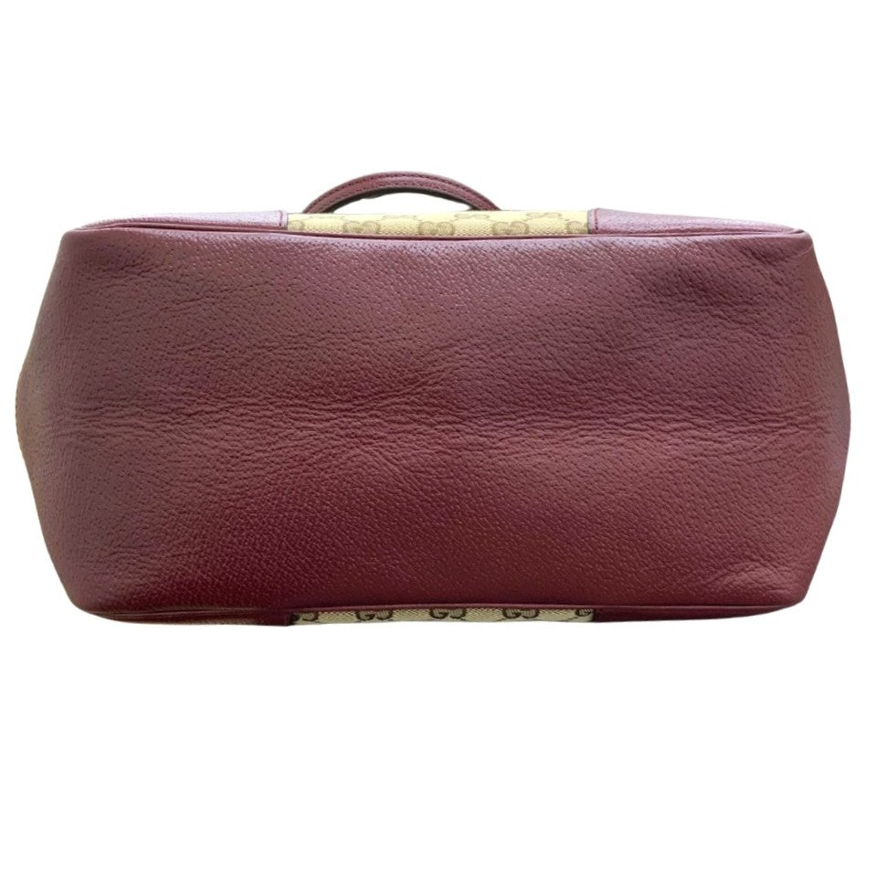 GUCCI グッチ トートバッグ 323671 GGキャンバス バーガンディー ブラウン キーリング付 レザー シンプル レディース