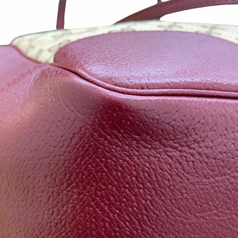 GUCCI グッチ トートバッグ 323671 GGキャンバス バーガンディー ブラウン キーリング付 レザー シンプル レディース