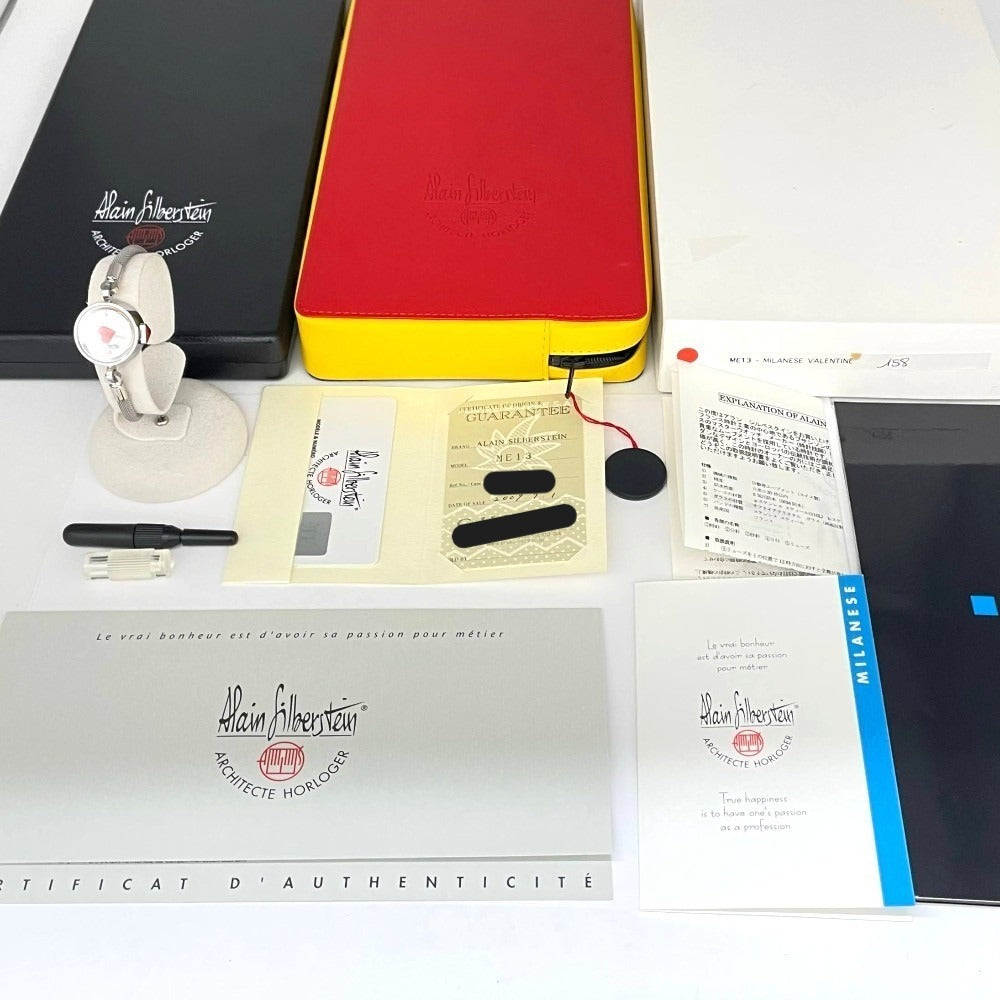 アラン・シルベスタイン LOVE ラブ ハート針 Ref,ME13 24mm ミラネーゼブレス 自動巻き レディース Alain Silberstein 腕時計